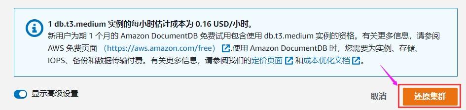 跨账号迁移DocumentDB - 还原创建集群完成